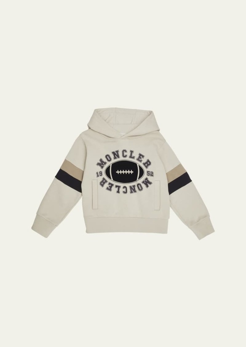 Moncler Boy's Football-Inspired Logo-Print Hoodie  Size 8-14