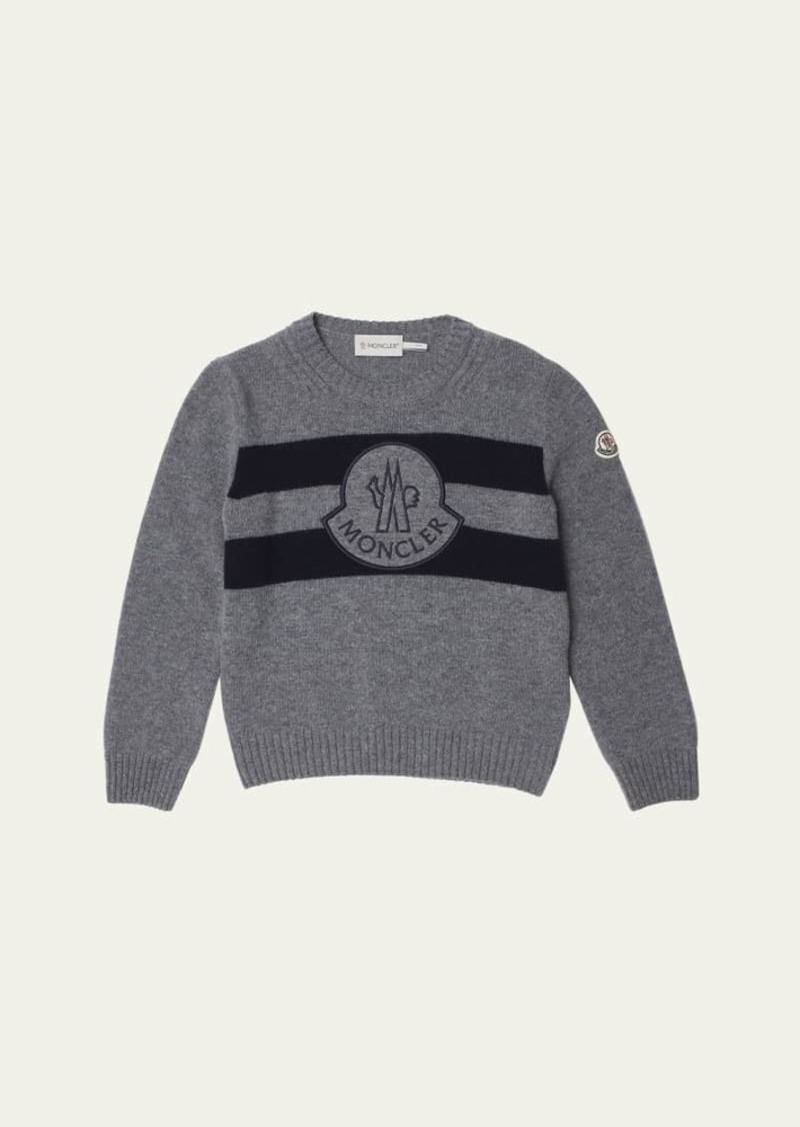 Moncler Boy's Knitted Embroidered Logo-Print Sweater  Size 8-14