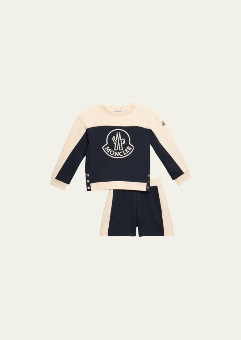 Moncler Boy's Logo-Embroidered Colorblock Sweatshirt and Shorts Set  Size 4-6