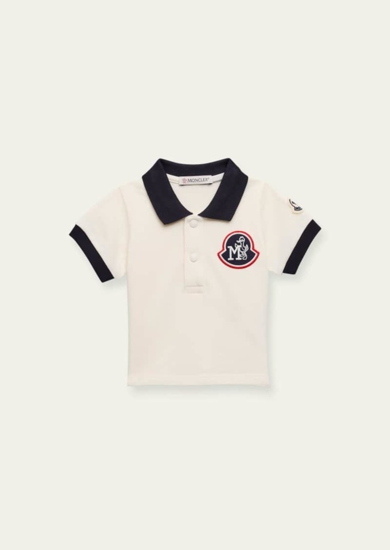 Moncler Boy's Logo Patch Short-Sleeve Polo Shirt  Size 3M-3