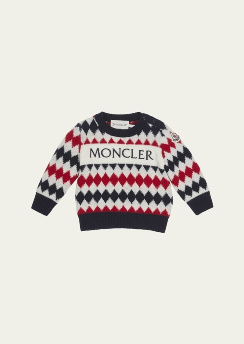 Moncler Boy's Logo-Print Diamond Intarsia Sweater  Size 6M-3