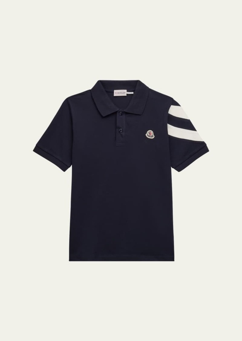 Moncler Boy's Polo Shirt W/ Chevron Detail  Size 4-6