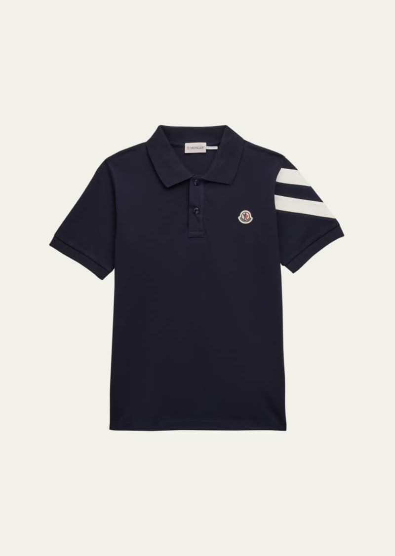 Moncler Boy's Polo Shirt W/ Chevron Detail  Size 8-14