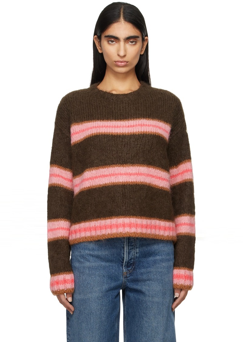 Moncler Brown & Pink Striped Alpaca Blend Sweater