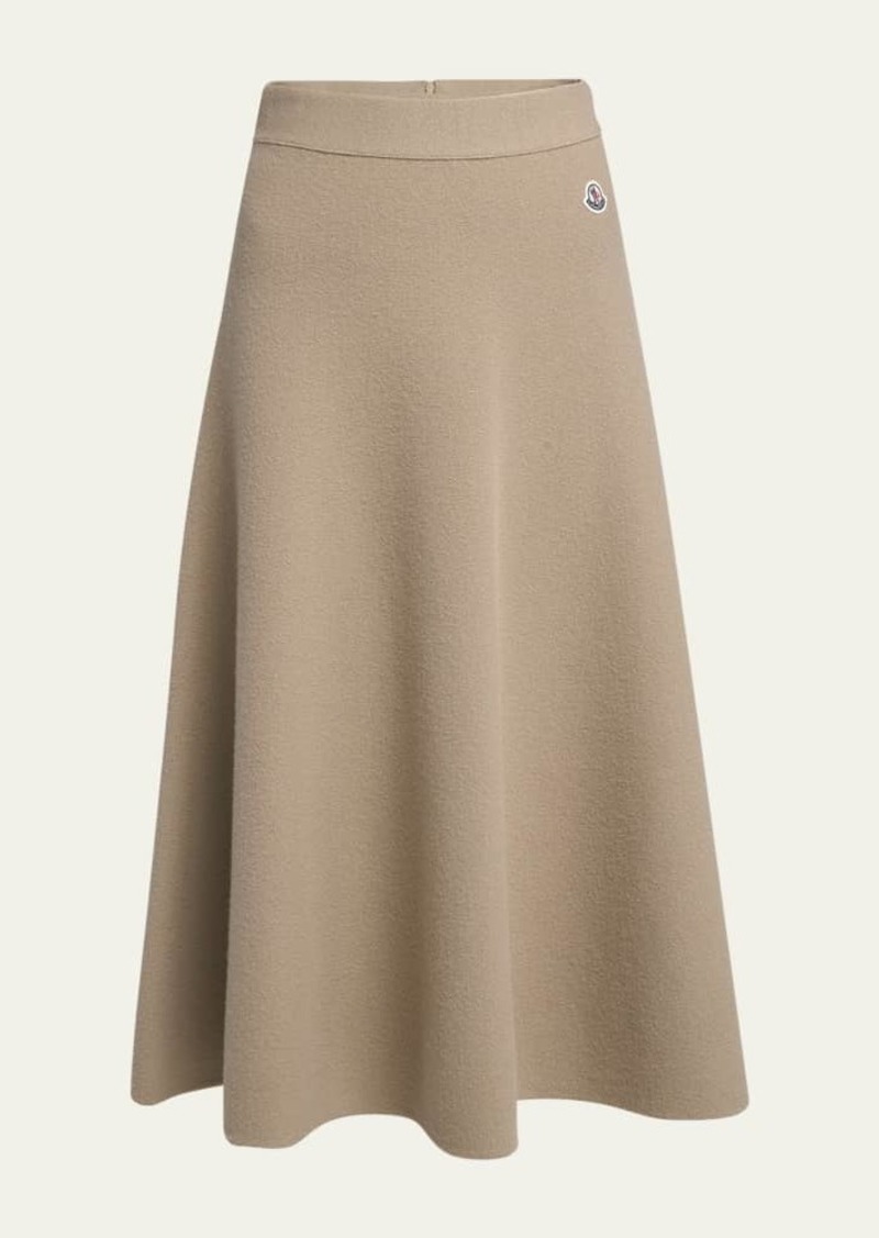 Moncler Carded Wool Knit Midi Skirt