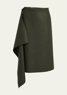 Moncler Cashmere-Blend Midi Skirt with Ruffle Detail