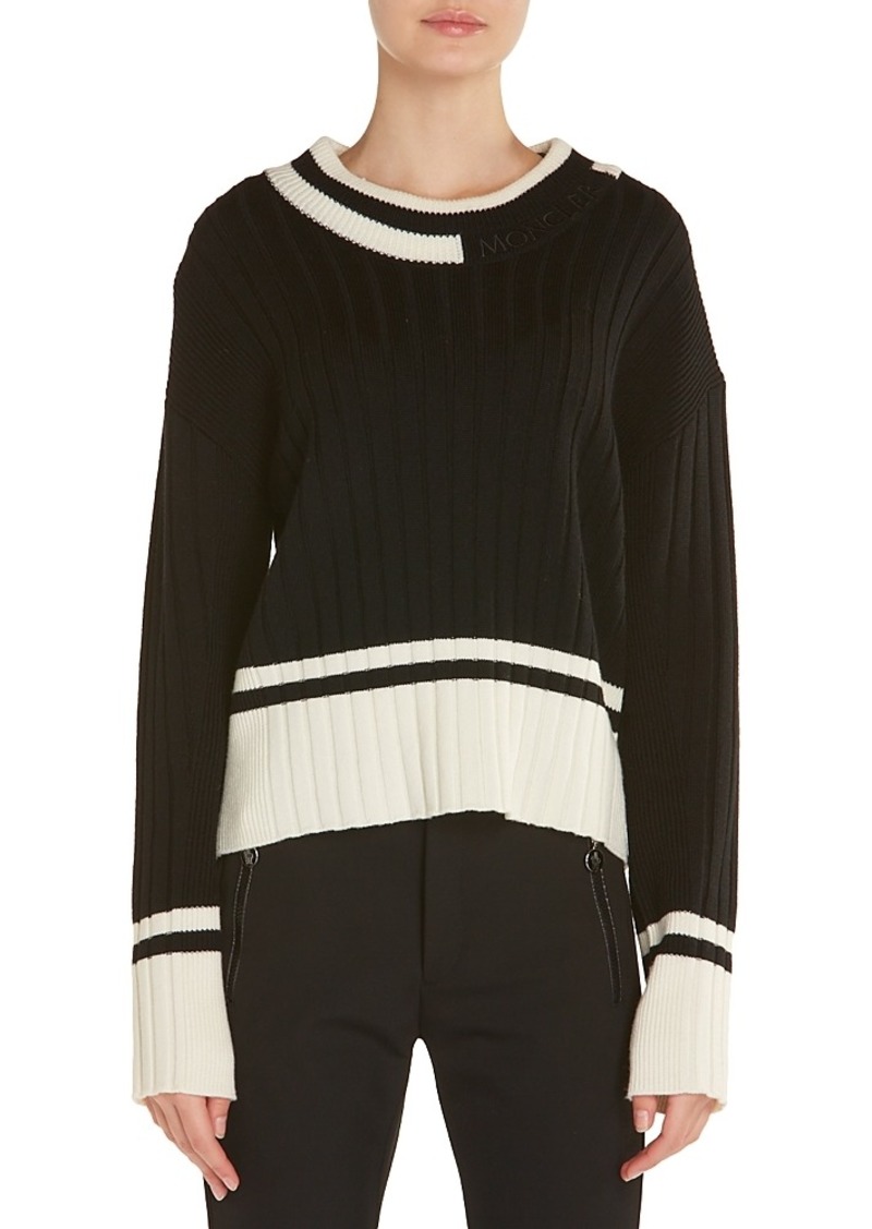 Moncler Color Block Ribbed Wool Sweater