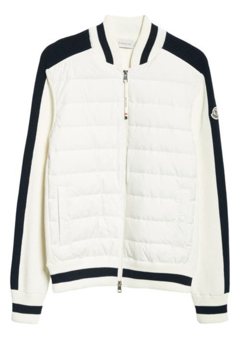 Moncler Cotton Knit & Quilted Down Cardigan