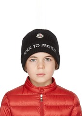 Moncler Enfant Kids Black 'Born To Protect' Beanie