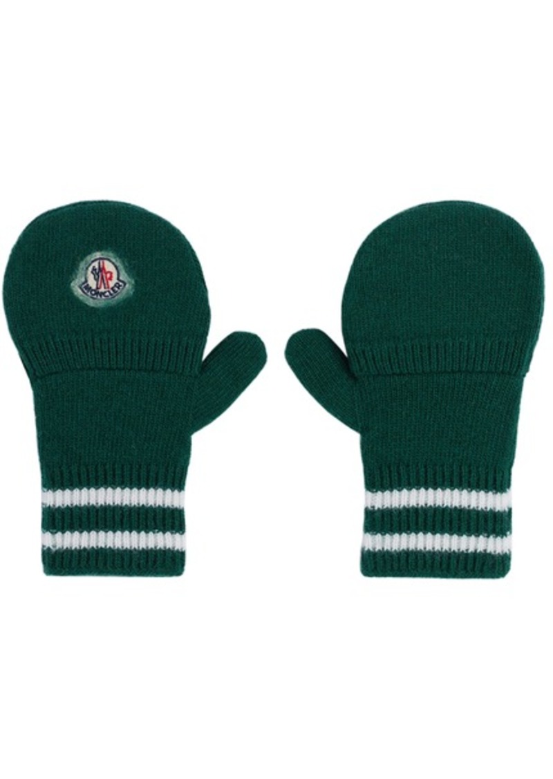 Moncler Enfant Kids Green Logo Patch Gloves