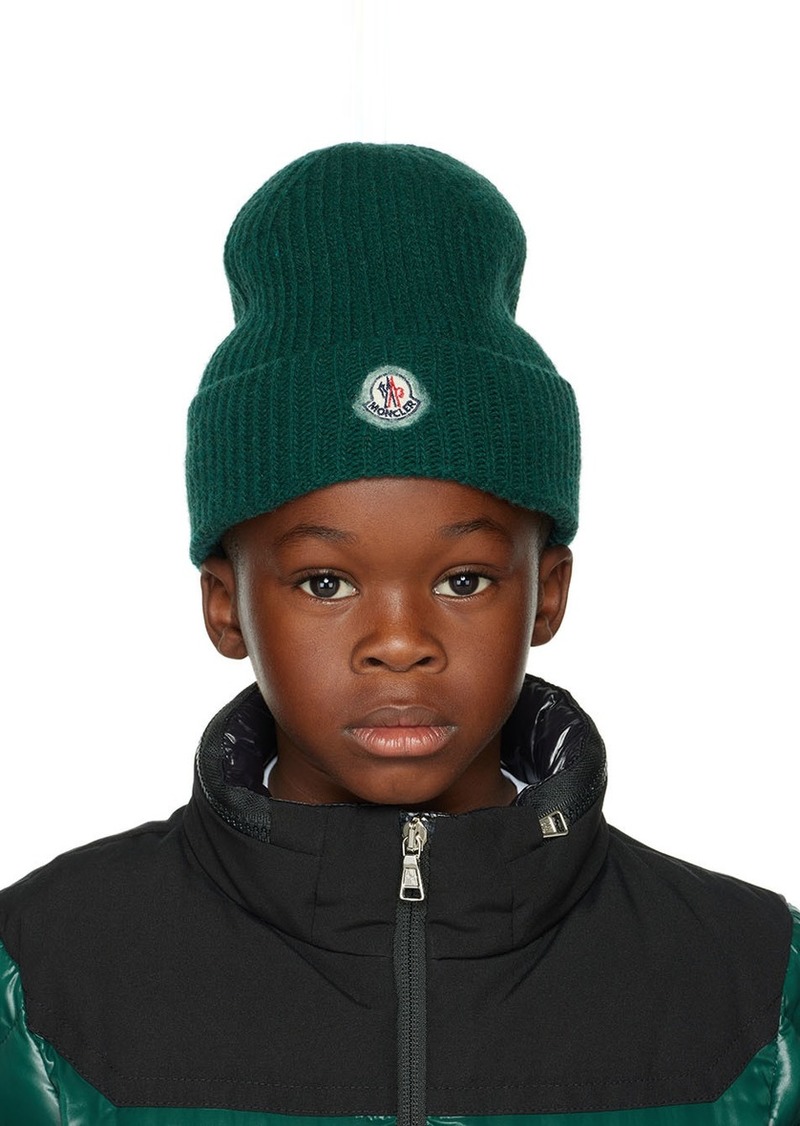 Moncler Enfant Kids Green Virgin Wool Beanie