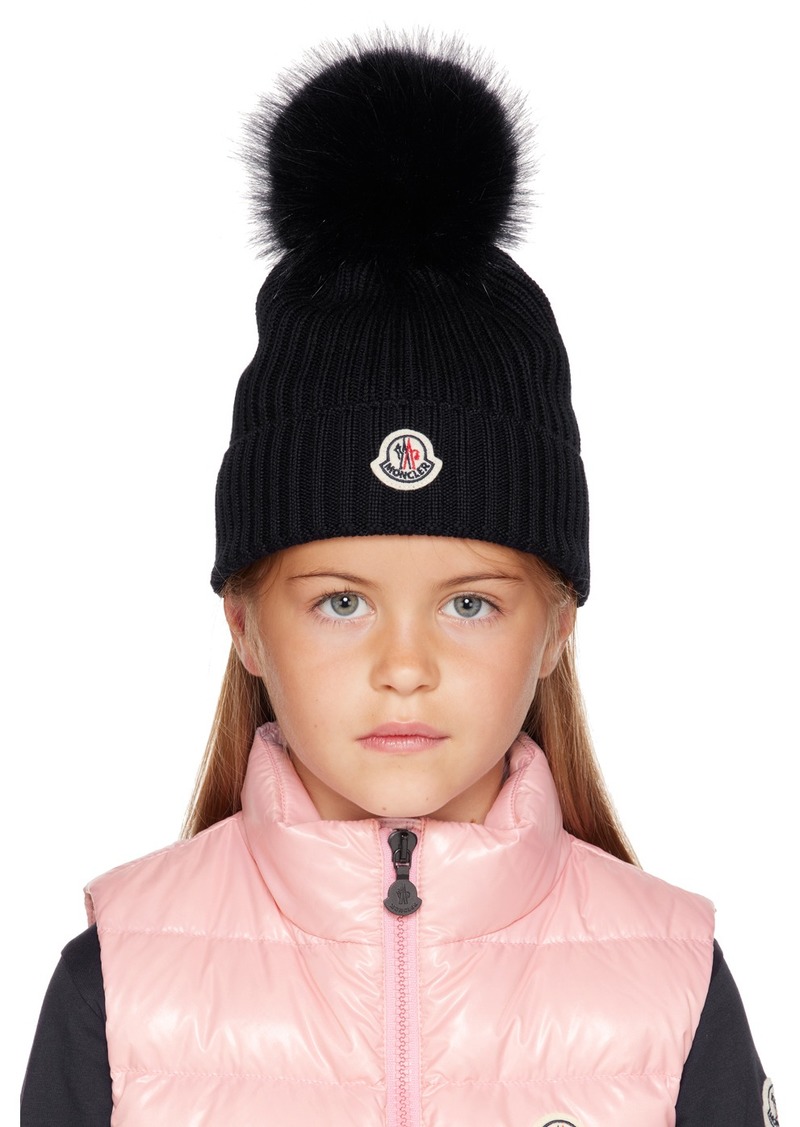 Moncler Enfant Kids Navy Pom Pom Beanie