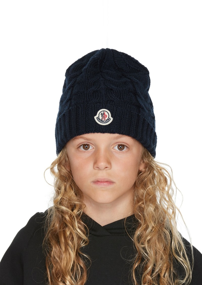 Moncler Enfant Kids Navy Wool Beanie