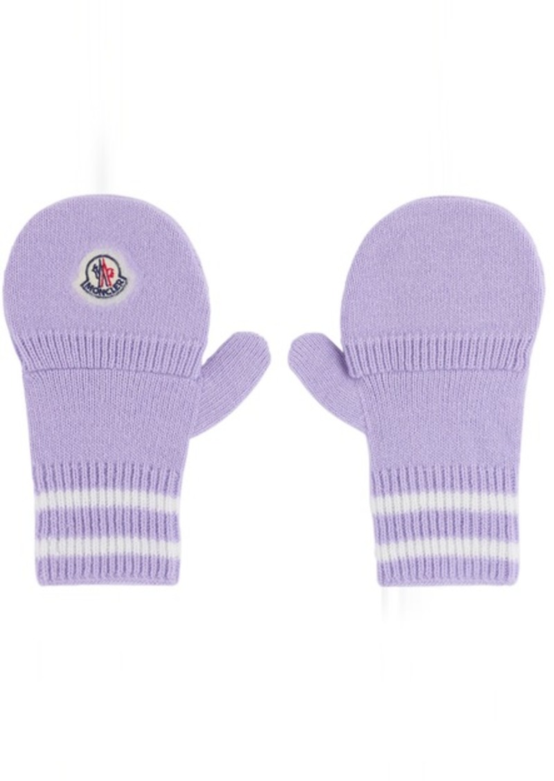 Moncler Enfant Kids Purple Logo Patch Gloves