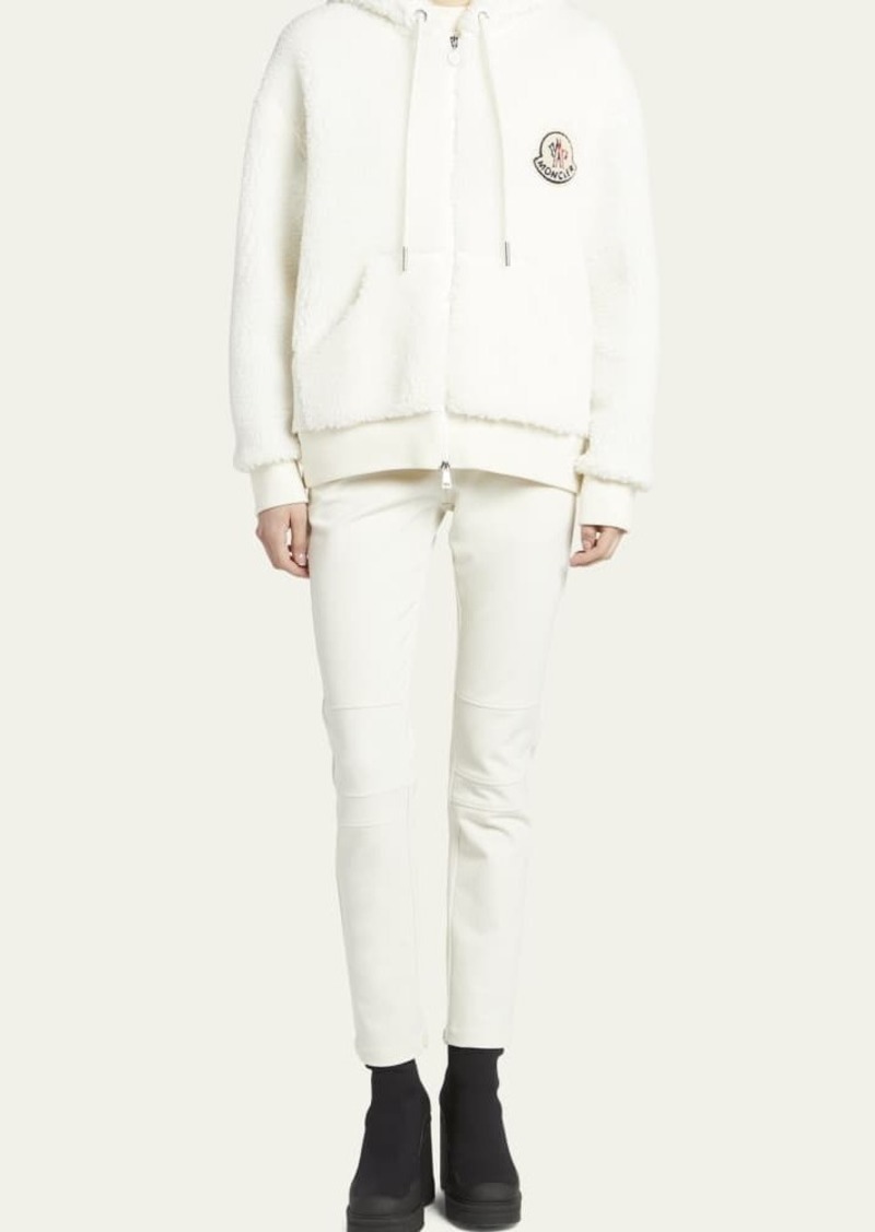 Moncler Faux Sherpa Hooded Zip-Up Cardigan