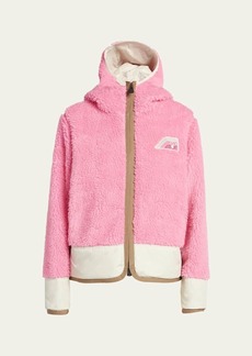 Moncler Grenoble Faux Sherpa Zip-Up Hooded Cardigan