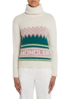 Moncler Festive Logo Intarsia Wool Turtleneck Sweater