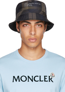 Moncler Genius 7 Moncler FRGMT Hiroshi Fujiwara Reversible Brown & Blue Check Bucket Hat