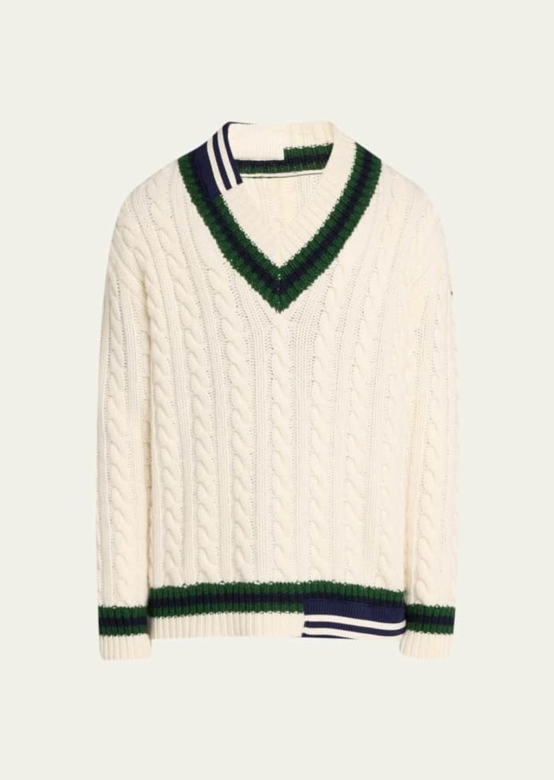 Moncler Genius Moncler x Palm Angels Men's Mixed-Stripe Cable Sweater