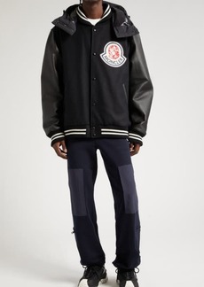 Moncler Genius x Billionaire Boys Club Durnan Leather & Virgin Wool Blend Bomber Jacket