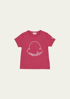 Moncler Girl's Cord Appliqué Logo Short-Sleeve T-Shirt  Size 4-6