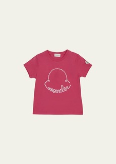 Moncler Girl's Cord Appliqué Logo Short-Sleeve T-Shirt  Size 8-14