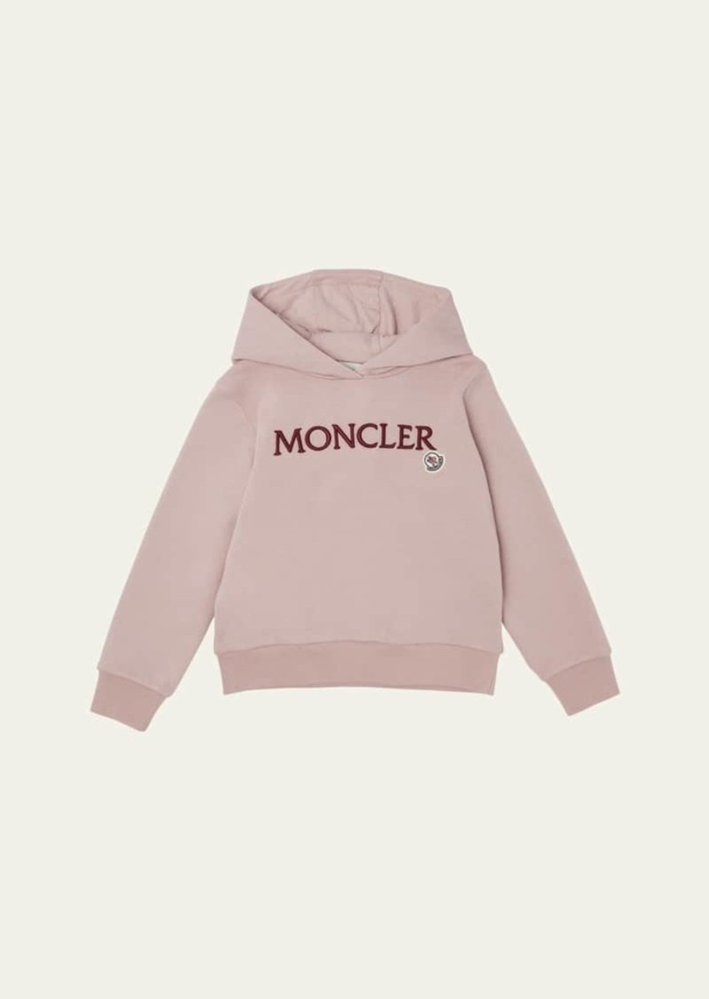 Moncler Girl's Embroidered Logo-Print Hoodie  Size 4-6