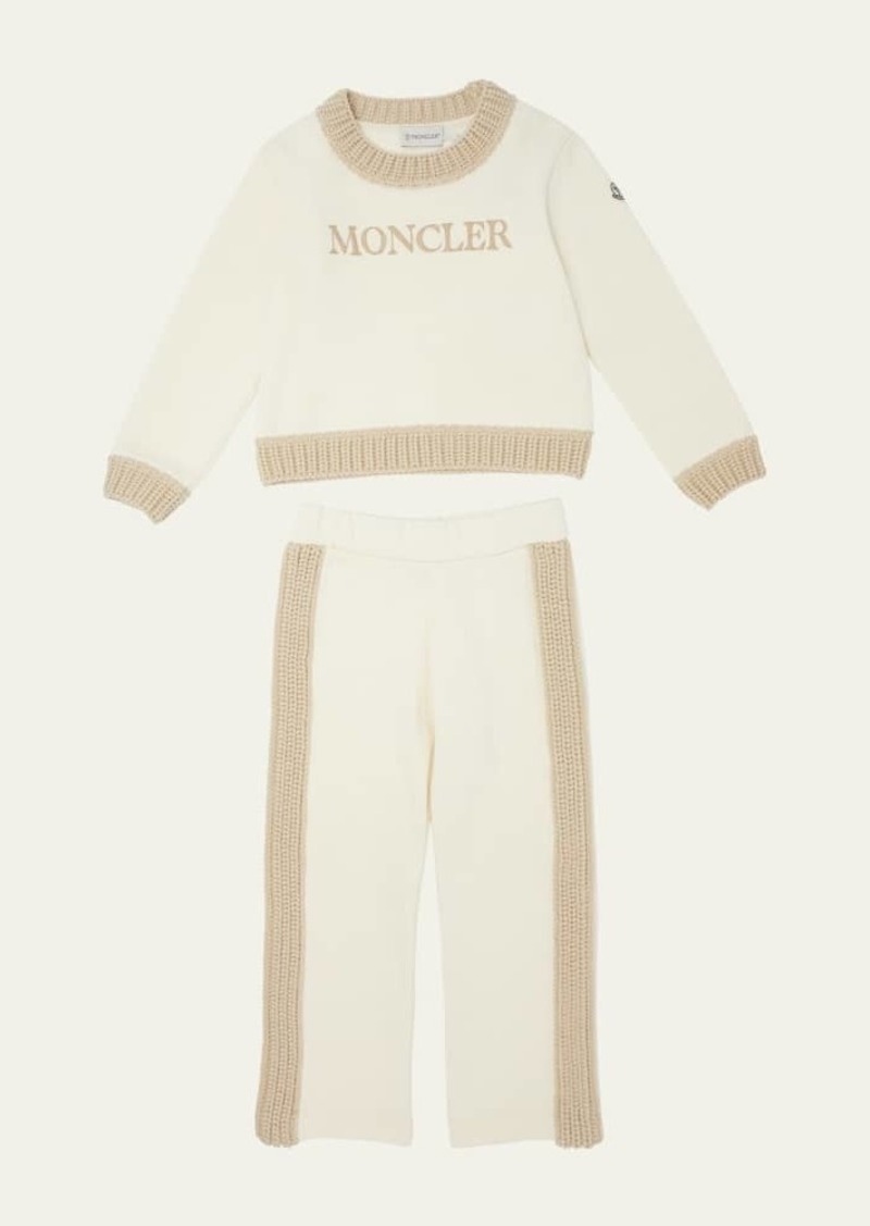 Moncler Girl's Embroidered Logo-Print Knit Trim Set  Size 4-6