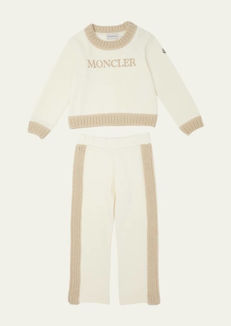 Moncler Girl's Embroidered Logo-Print Knit Trim Set  Size 8-14