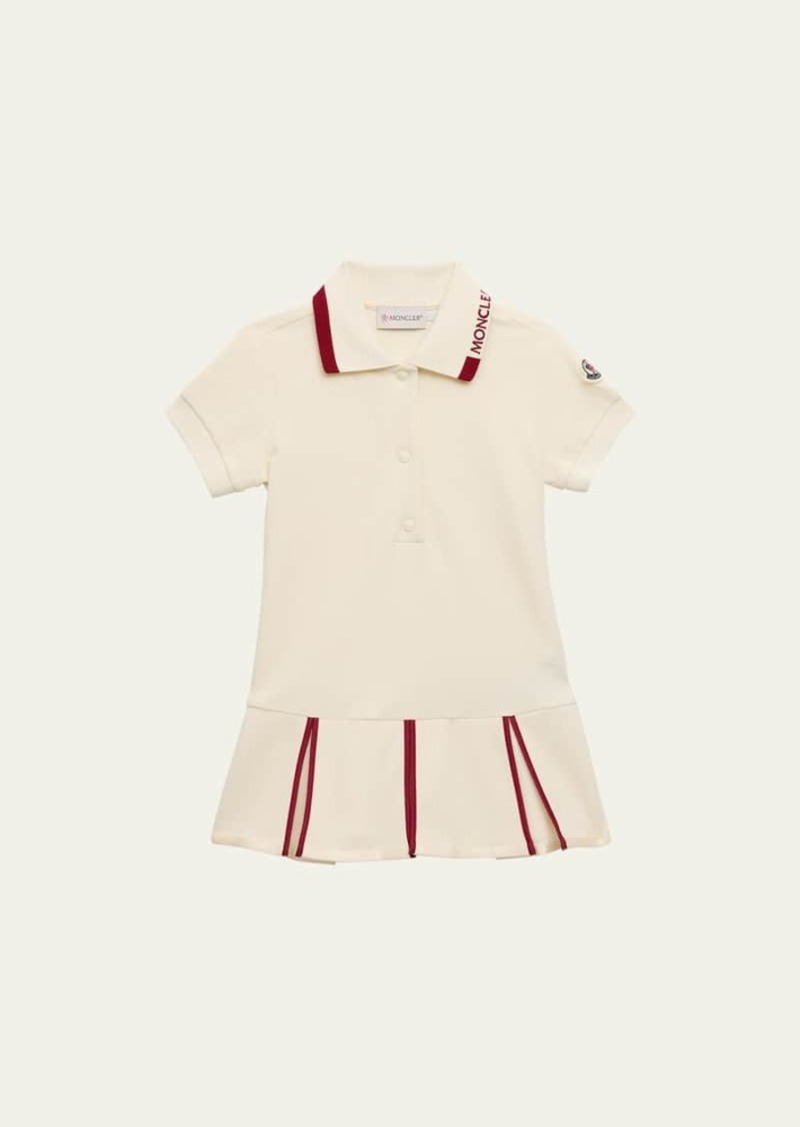 Moncler Girl's Pleated Short-Sleeve Logo Polo Dress  Size 4-6