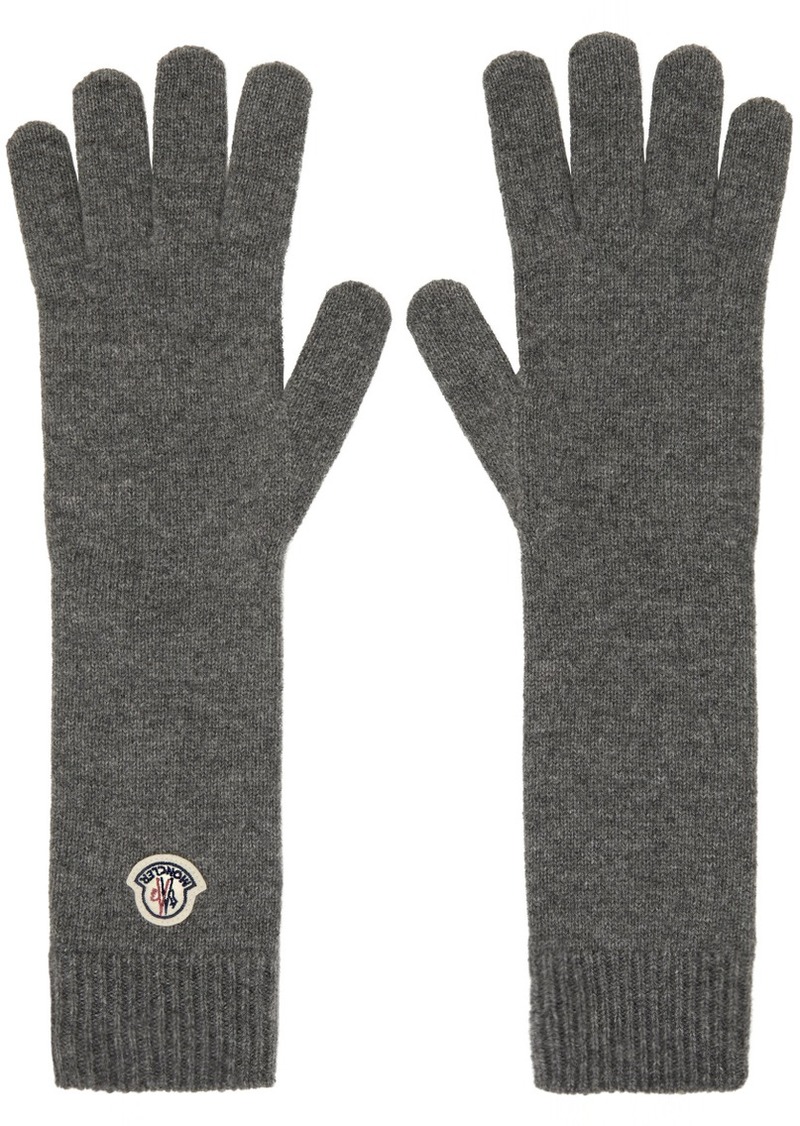 Moncler Gray Logo Patch Gloves