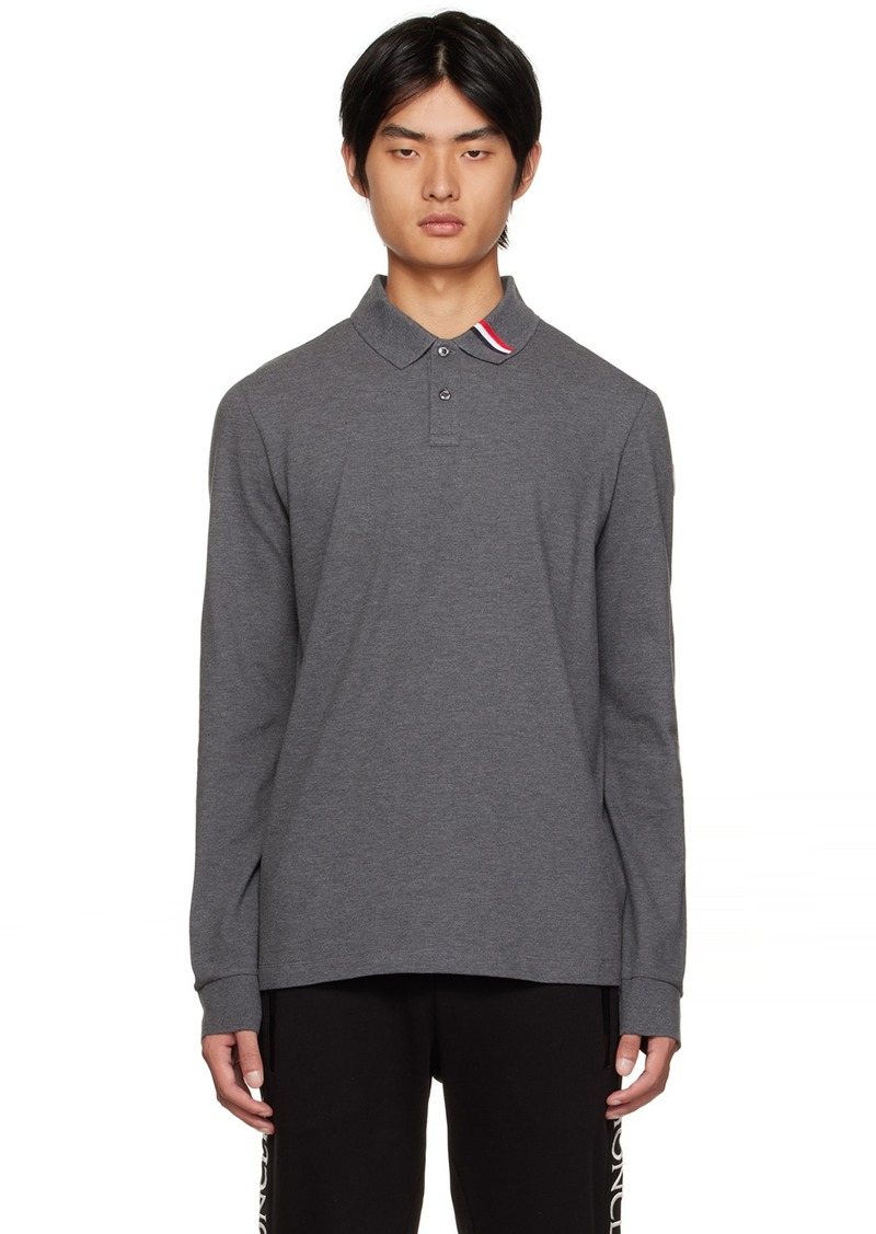 Moncler Gray Spread Collar Polo