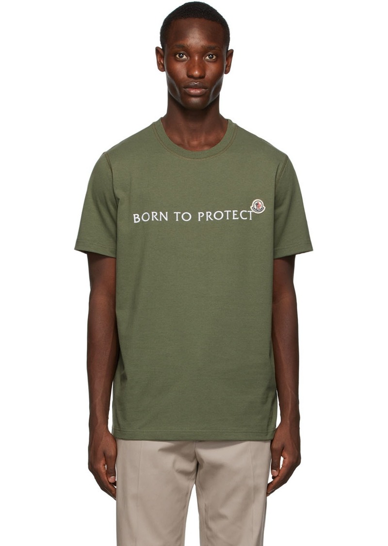 Moncler Green 'Born To Protect' T-Shirt