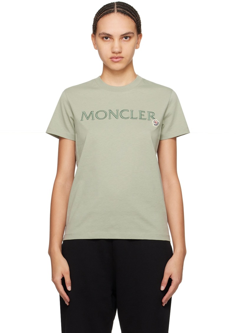 Moncler Green Embroidered T-Shirt