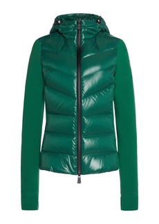 Moncler Grenoble - Down-Paneled Fleece Cardigan - Green - XS - Moda Operandi