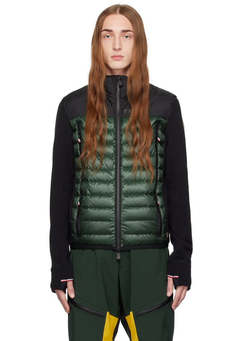 Moncler Grenoble Black & Green Paneled Down Jacket