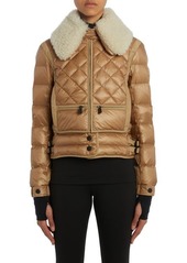Moncler Grenoble Chaviere Quilted Down Jacket with Genuine Shearling Trim
