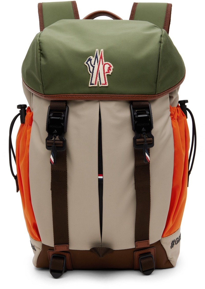 Moncler Grenoble Gray & Khaki Patch Backpack