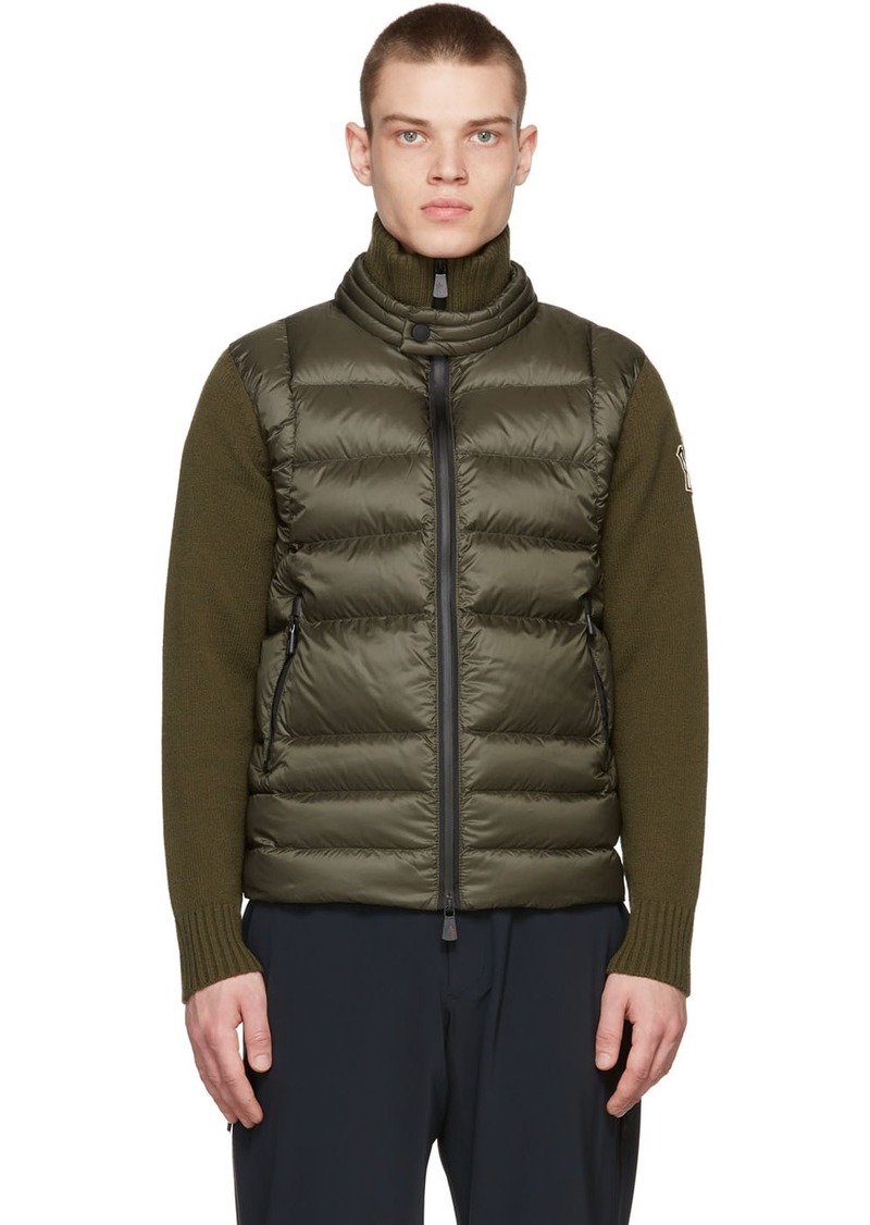 Moncler Grenoble Green Down Tricot Jacket