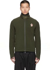 Moncler Grenoble Green Zip-Up Cardigan