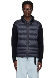 Moncler Grenoble Navy Padded Down Cardigan
