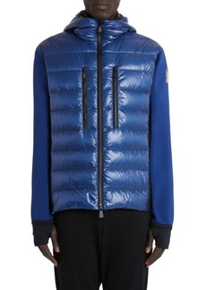 Moncler Grenoble Quilted Hooded Down & Jersey Cardigan