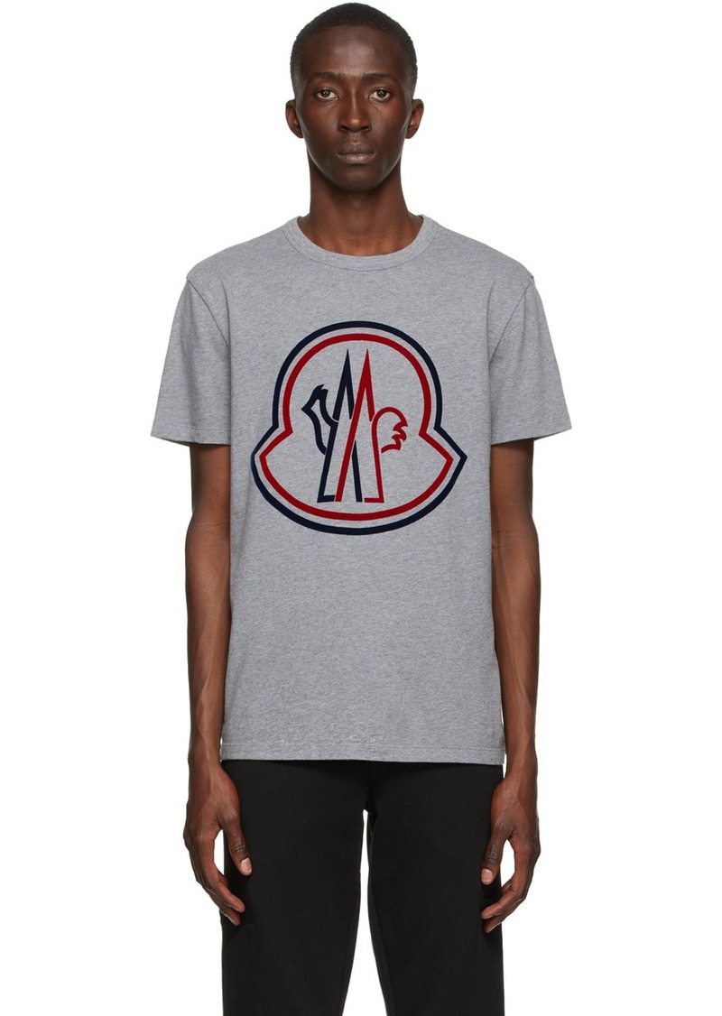 Moncler Grey Flocked Logo T-Shirt