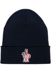 Moncler logo patch knitted beanie