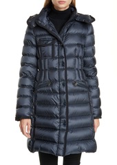 Moncler Hermine Grosgrain Trim Quilted Down Puffer Coat
