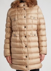 Moncler Hirmafur Quilted Down Coat with Removable Genuine Shearling Trim