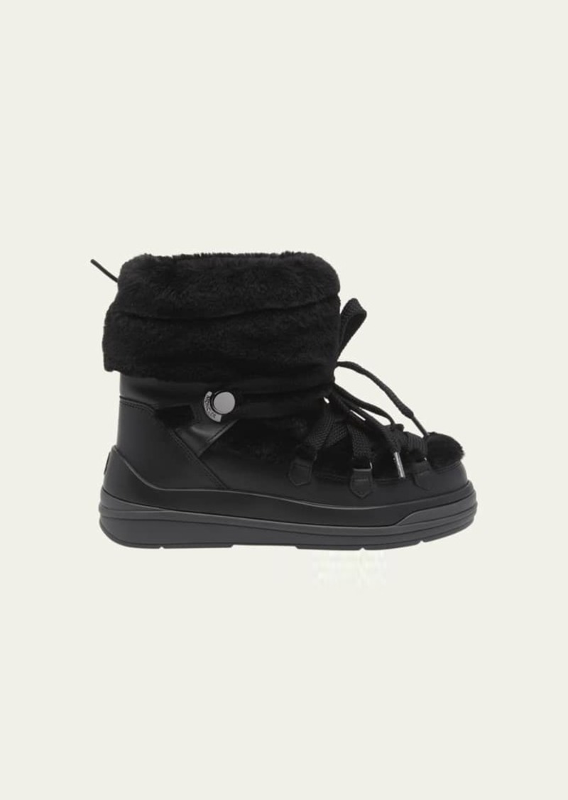 Moncler Insolux Leather Faux Fur Snow Boots