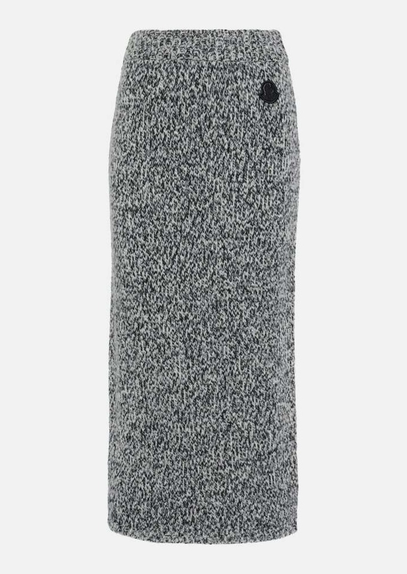 Moncler Intarsia wool-blend pencil skirt