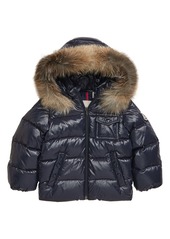 Moncler K2 Water Resistant Hooded Down Jacket with Genuine Fox Fur Trim (Baby)