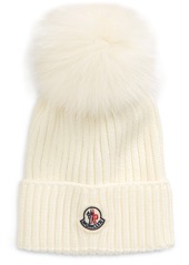 Moncler Kids' Cashwool® Wool Hat with Genuine Fox Fur Pompom (Little Girl & Big Girl)